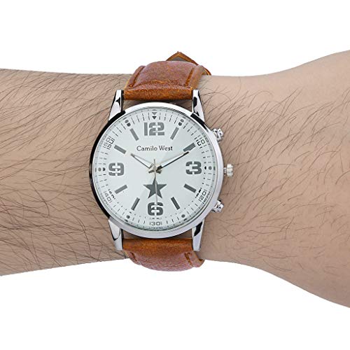 Business Watch for Men Analog and Digital，Londony❀♪ Boy's Fashion Business Quartz Watch with Brown Leather/Mesh Strap - Thumbnail 2