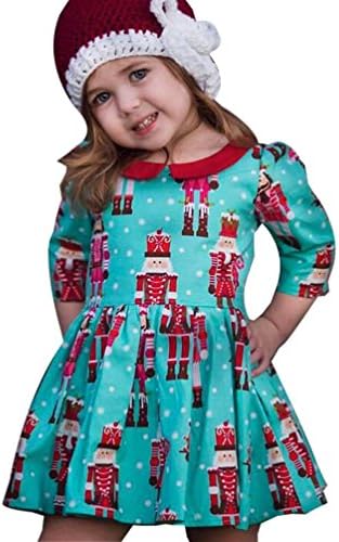 Keepfit Toddler Baby Girls Cute Cartoon Princess Party Dress Kids Christmas Outfits Clothes (3T, Blue)