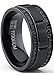 9MM Men's Black Titanium Wedding Band Ring with Double Row Black Cubic Zirconia, Comfort Fit