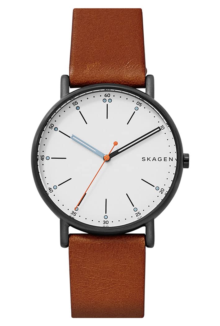 Skagen Watch for Men Signatur, Three Hand Movement, 40 mm Midnight Stainless Steel Case with a Leather Strap, SKW6374 — image 1
