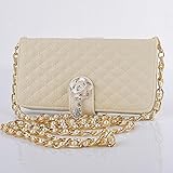 Big Mango Multi-purpose Cross body Bag Fashion Diamond Lattice Cellphone Pouch Filio Flip PU Leather Case and Wallet Cover for Apple iPhone 6 Plus, 5.5 Inches with Multiple ID Card Holders & Detachable Long Strap & Money Pocket & Bling Flower Design -White