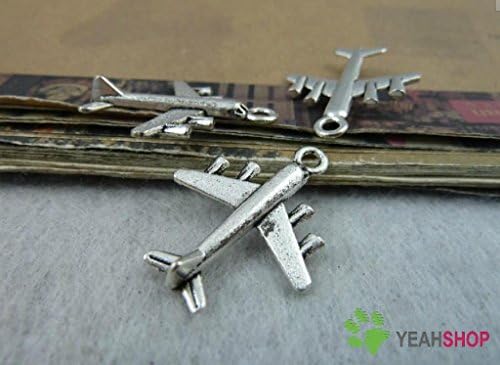 Silver Color Pendants - Airplane - 22mmx28mm - 20 PCS (JP99)
