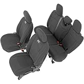 Rough Country Neoprene Seat Covers for Jeep Wrangler JL 4-Door (2018-2024) w/No Rear Arm Rest - Waterproof &amp; UV Resistant, Foam Padded, Front &amp; Rear Seat Cover Set
