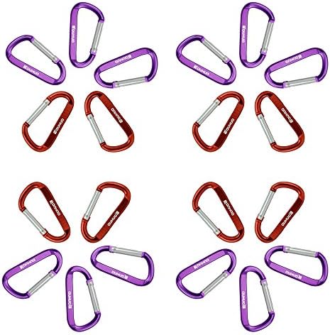 Duhud 3 inch/8cm Aluminum Carabiner Keychain D Shape Buckle Pack Clip Spring Snap Hook for Home Rv Camping Fishing Hiking Traveling D020804(20pcs, 3 inch)
