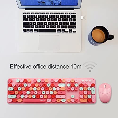 MOFii Wireless Keyboard Mouse Combo, 2.4G Cute Retro Keyboard with