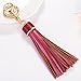 ZOONAI Women Leather Tassels Keychain Car Circle Key Rings Gift Bag Hanging Buckle (Golden)