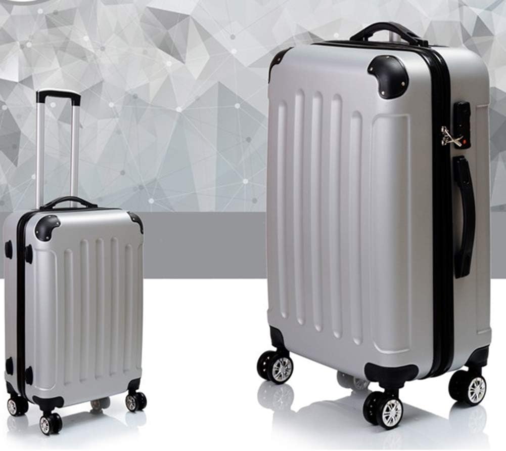 RUNWEI Universal Wheel Trolley Luggage Hard Shell Travel Trolley Checked Baggage Box (21 Inches, 25 Inches, 29 Inches) (Color : Silver, Size : 24 inches)