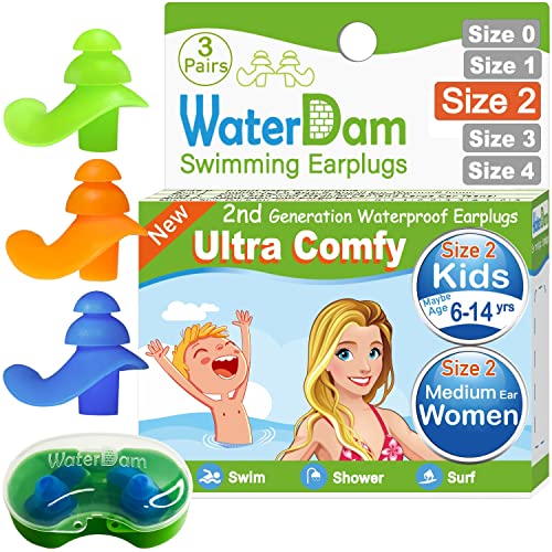 WaterDam Swimming Ear Plugs Great Waterproof Ultra Comfy Earplugs