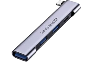 SINGAHOR USB C Hub, 4-Port USB Splitter, USB Multiport Adapter for PC with 60W Fast Charge, 1 USB 3.0 Port and 2 USB 2.0 Ports for MacBook Air/Pro, iPad Pro, Laptops and More Type C Device