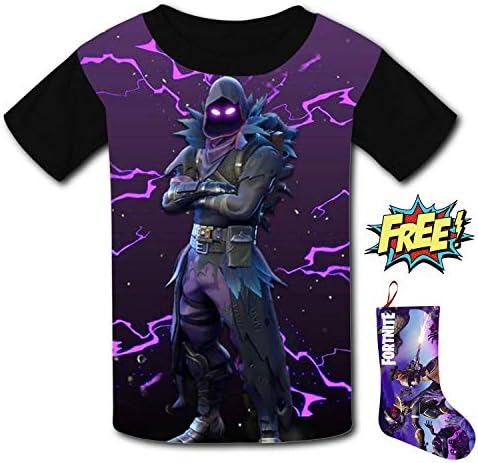 QUANSHI Youth 3D Pattern Printed for-tnite Raven Short Sleeve T-Shirts Kids Casual Graphics Tees