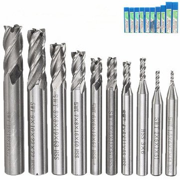 Generic 10Pcs Hss 4 Flute Cnc End Mill Cutter 1.5-10Mm Straight Shank End Mill Cutter
