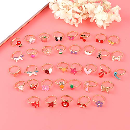 image for Golray 36 Pcs Little Girl Jewelry Rings Children Kids Rings Gift Jewel