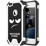 iPhone 5 5S Case, iPhone SE Case, SmartLegend Hybrid High Impact Armor Defender Protective Case Heavy Duty [Anti-slip] Dual Layer Cushion Bumper Case for iPhone 5/5S/SE - Black Face