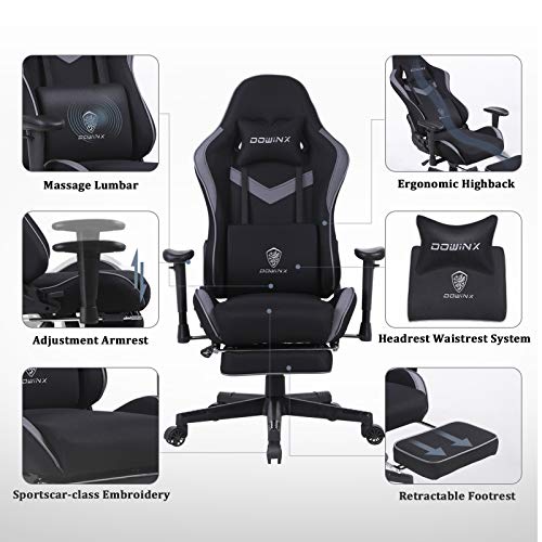 Dowinx Gaming Chair Breathable Fabric Office Chair with Massage Lumbar