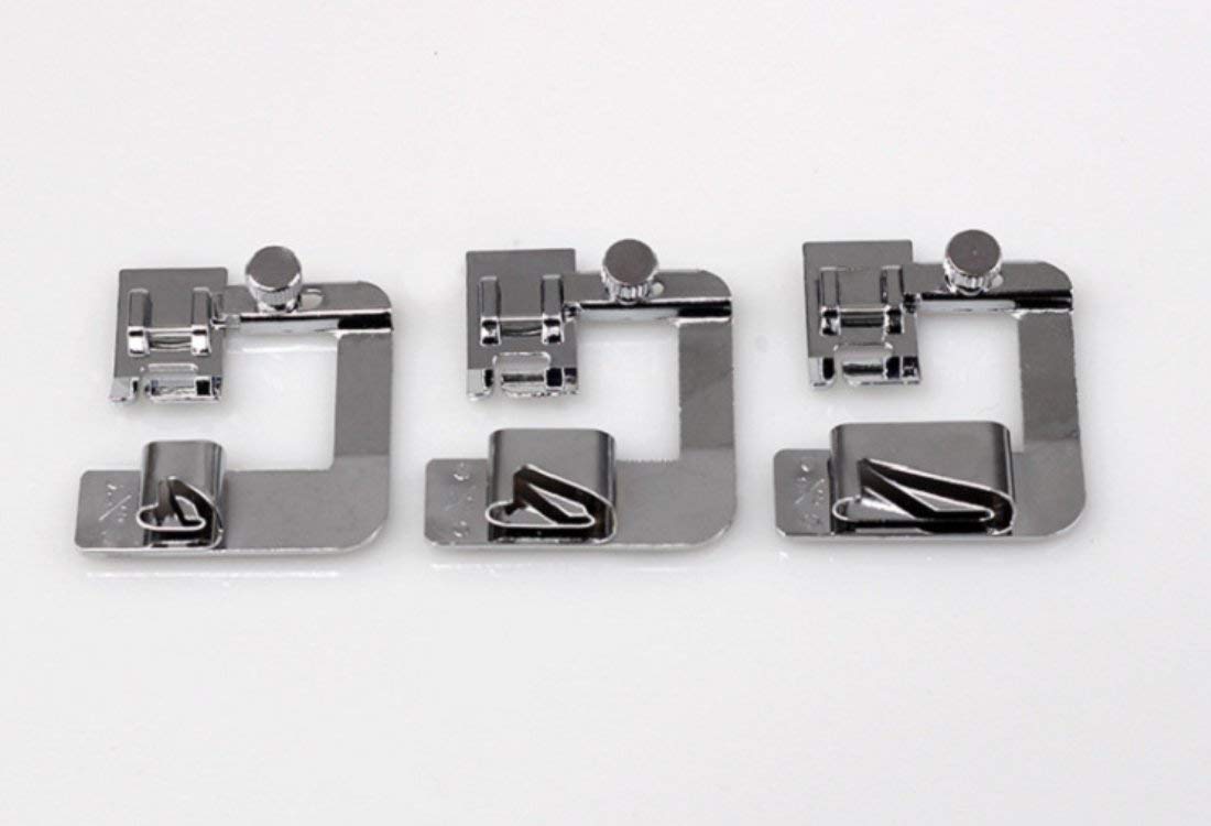 ANYQOO 3 Sizes Rolled Hem Pressure Foot Sewing Machine Presser Foot Hemmer Foot Set (1/2 Inch, 3/4 Inch, 1 Inch) for Singer, Brother, Janome and Other Low Shank Adapter (Rolled Hem Presser Feet)