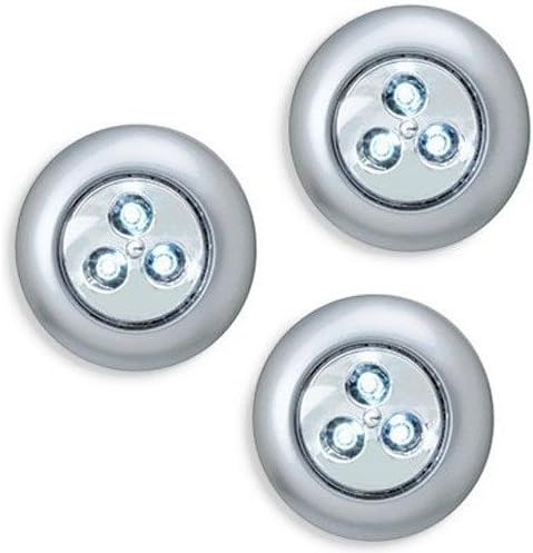 WHOMEC Battery-Powered Wireless Stick-on Touch Tap 3-LED Lamp Light Push Light (3-Pack)