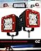 OZ-USA® R 4D POD Flood Phillips LED Lights RED Bezel Fog ATV Offroad 3 x 4 Race Beam Truck Motorcycle Cube