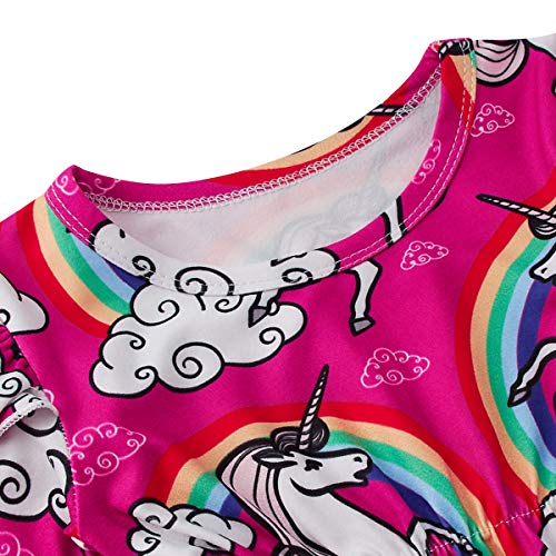Kids4ever Baby Girl 2 Pieces Romper Headband Long Sleeve Onesie Unicorn Ruffle Sleeve Bodysuit