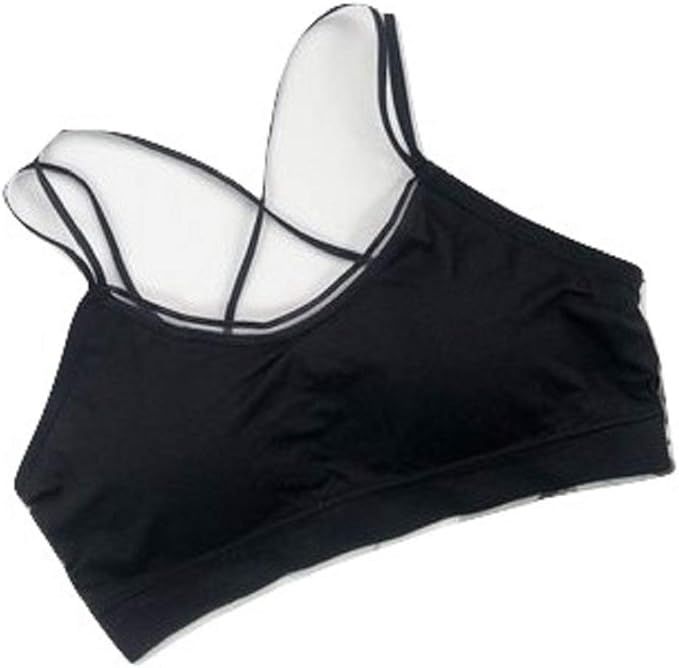 Amazon Glamorousjewel グラマラスジュエル カップ付き ノンワイヤー Tシャツブラ スポブラ 見せブラ ナイトブラ 背中見せ スポーツブラブラジャー 無地 ブラトップ ヨガウェア トップス インナー ダンス衣装 黒 白 フィットネス レディース ブラック フィットネス