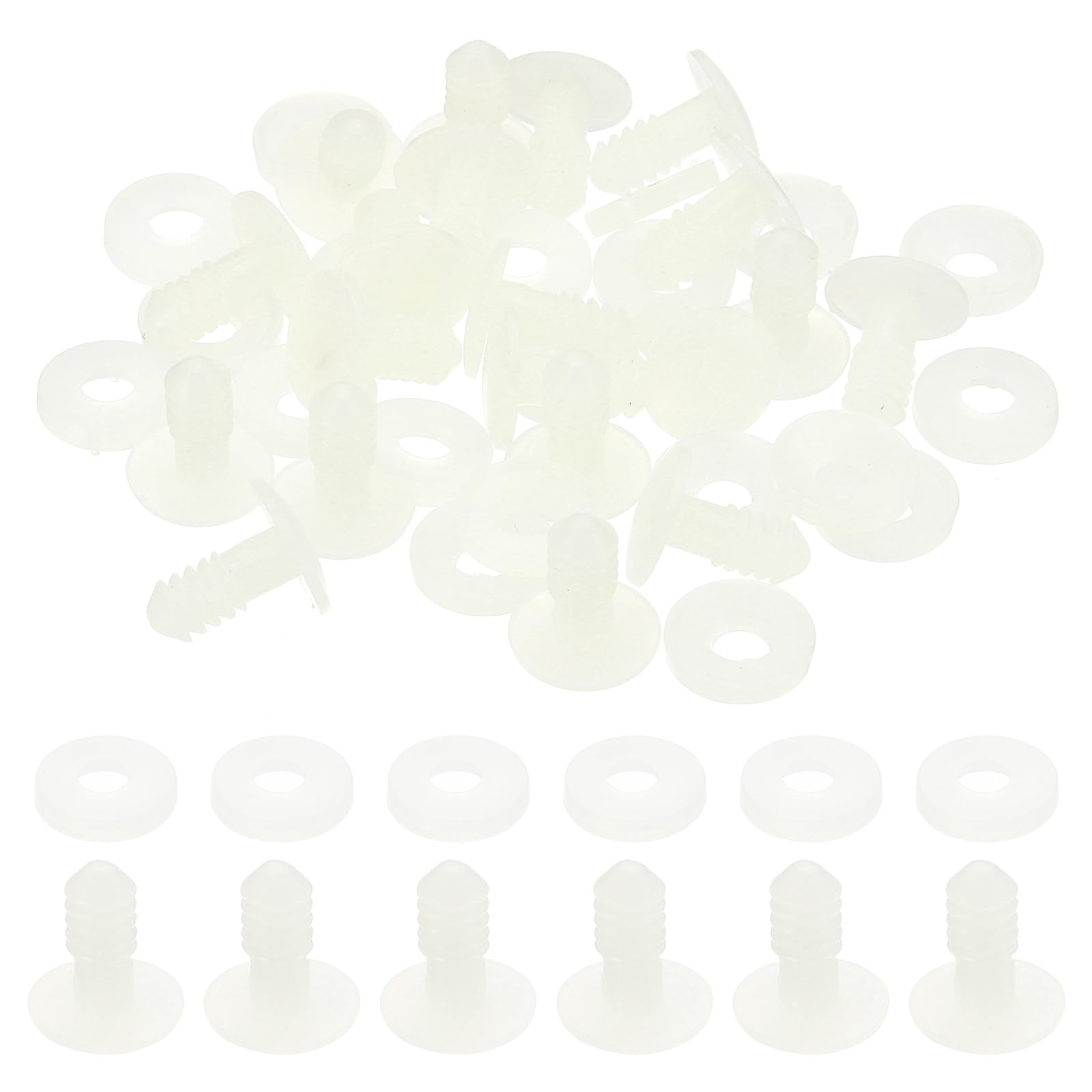 PATIKIL 15mm Doll Joints, 20 Set Plastic Removable Animal Joints Connector Engage Bolt for Bear Limbs Making Head Joints DIY Crafts Accessories, White