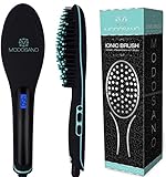 Premium Hair Straightener Brush by Modosano Ceramic Hot Brush for Straightening Hair - Far Infrared Technology - Ionic Brush w/ Temperature Control + Auto Shut-Off - 12 Mo. Warranty