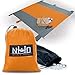 Oversized Sand-Free Beach Blanket - SilNylon Keeps You 100% Dry On Wet Sand & Grass. Large 10' x 9' and Ultralight. Sand Proof + Waterproof Beach Throw Blanket. 6 Pockets 4 Windproof Stakes (Orange) primary