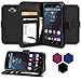 Droid Turbo Case, Abacus24-7 Wallet with Flip Cover and Stand, Black