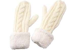 Thermal Gloves for Women, Wool Fluffy Women Gloves Mittens, Thick Fleece Lined Insulated Warm Knitted Winter Thermal Mittens 