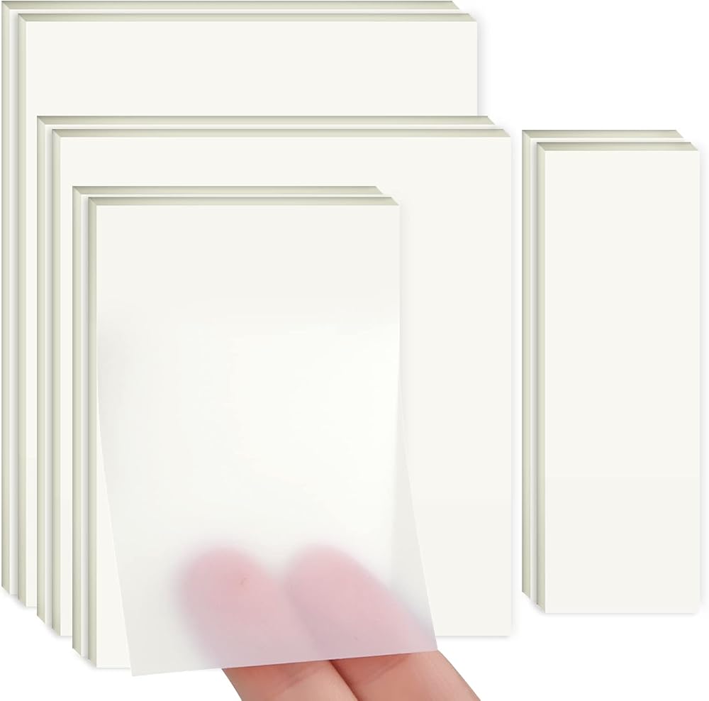 Hoiny Transparent Sticky Notes 400 Sheets 4 Sizes See-Through Self-Adhesive