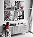 City Wall Art for Living Room Black and White Paris New York Wall Decor Bedroom London Italy Pictures Canvas Modern Famous Cityscape Red Posters Artworks Office Bathroom Home Decorations 16×16