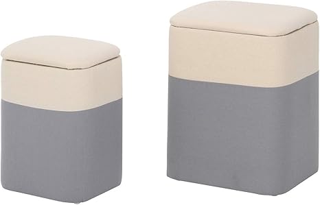 Amazon 収納ボックス フタ付き 2点セット 隠せる ファブリック 布 おしゃれ 北欧 ナチュラル ぬいぐるみ リビング 子供部屋 バイカラー グレー ナチュラル 収納ケース ボックス オンライン通販