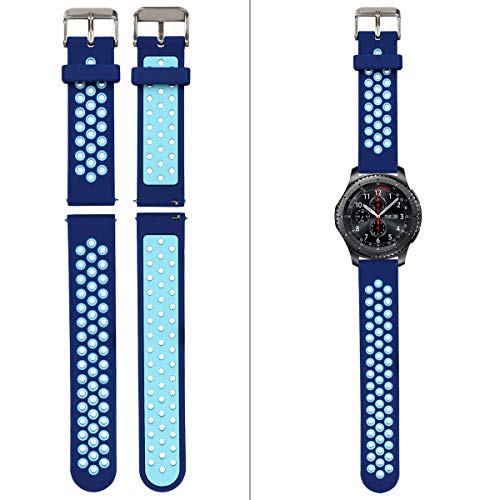 Universal 18mm 20mm 22mm 24mm Width Silicone Watch Band Replacement (20mm, Blue)