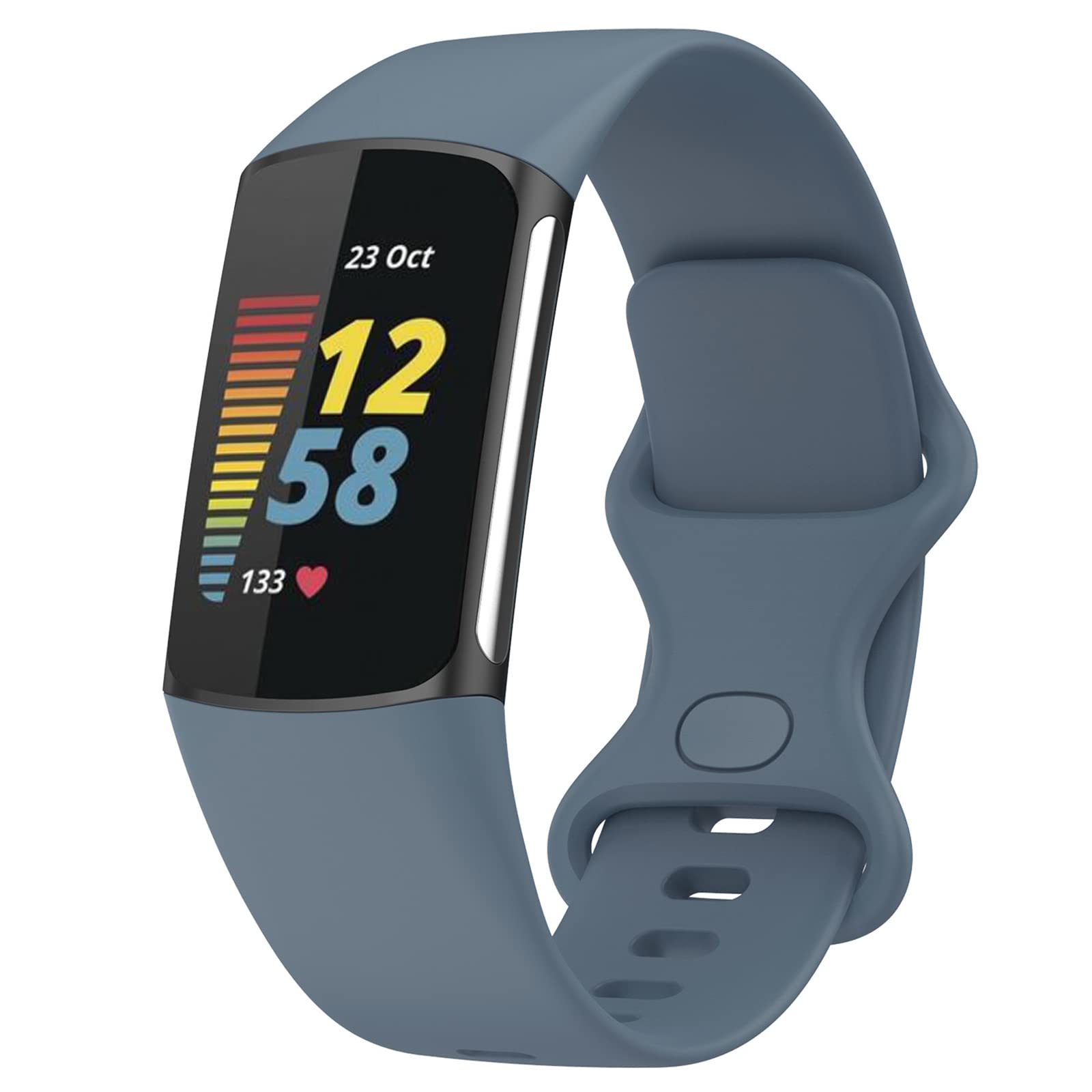 TopPerfekt Straps Compatible with Fitbit Charge 6 Strap, Adjustable Soft Silicone Sport Replacement Watch Band Wristbands Bracelet for Charge 5 Activity Tracker Women Men (Steel blue, Large) โ image 1