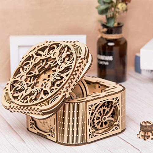 3D DIY Toy Wooden Mechanical Puzzle Jewelry Box Model Building Kits Children Gifts - Thumbnail 4