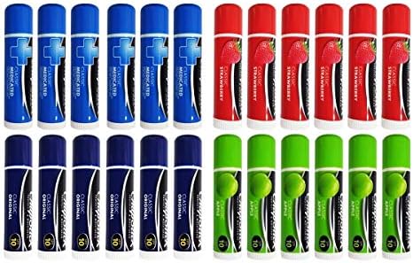 Chapstick Lip Balm Mixed Flavours (6 Apple Shreck, 6 Strawberry, 6 Medicated & 6 Original)