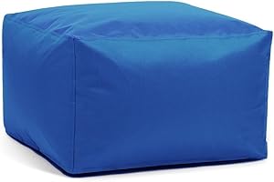 SXBCyan Waterproof Square Pouf Ottoman Cover Footstool Without Filler Outdoor Beach Garden Beanbag Pouf Puff Salon Floor Seat Futon Stool Bench (Color : Sea Blue, Size : L-45x45x30cm-cover)