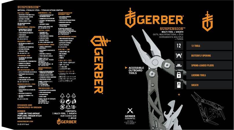 Gerber Multifunktionswerkzeug mit Nylon-Scheide und 12 Funktionen, Suspension Multi-tool, 31-003620 3