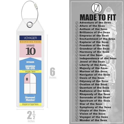 Cruise On Royal Caribbean Cruise Luggage Tag Holder (4 Pack) – Fits All Royal Caribbean Ships, Durable Travel ID Holders for 2025-2026 Cruises, Clear Waterproof Cruise Essentials