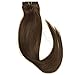 Medium Brown Hair Extensions Clip in Human Hair 14 inch 7 Hair Pieces Full Head Fine Hair #4 Silky Straight Long Remy Hair 70g