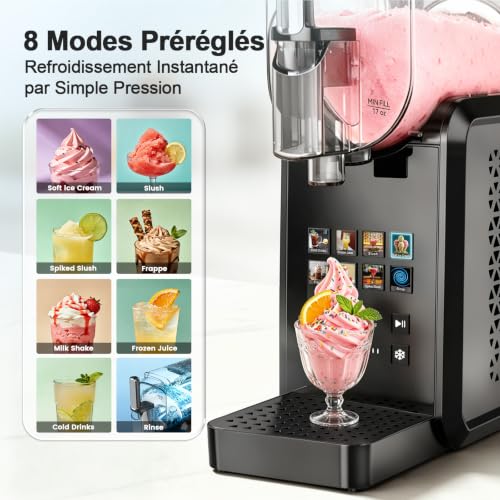 Machine à Granité, 2.6L Machine à Granita, Slush Machine sans Glace, 8 Programmes, Écran Tactile, Auto-Nettoyage, Silencieux, Machine à Glace pour Boisson Givrée Crème Glacée Cocktail Milkshake Frappé