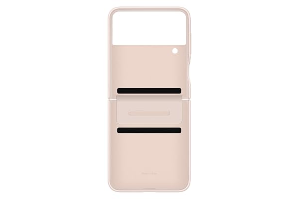 SAMSUNG GALAXY Z FLIP4 FLAP LEATHER COVER, PROTECTIVE, PREMIUM LUXURY PHONE CASE WITH SLIM STYLE DESIGN, US VERSION, PEACH