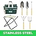 GardenHOME 7-Piece Gardening Tool Set – Stainless Steel Hand Tools with Wooden Handles, Folding Stool, and Canvas Tote Bag, Yard Maintenance Kit for Gardeners, Women, and Beginners