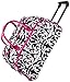World Traveler Pink Damask Rolling Wheeled Duffle Bag 21-inch