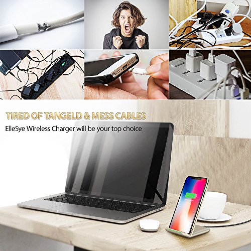 iPhone X Wireless Charger, ElleSye 3-Coil Qi Wireless Charger Stand Pad for iPhone 8/8 Plus, iPhone X, Samsung Galaxy Note8, S8/S8 Plus/S7/S7 Edge/S6 Edge Plus, LG G6 and All QI-Enabled Devices - Thumbnail 5