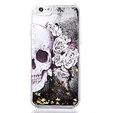 iPhone 8 Plus/iPhone 7 Plus Case(5.5inch),Blingy's New Flowing Liquid Glitter Style Plastic Hard Case for iPhone 8 Plus/iPhone 7 Plus (Floral Skull)
