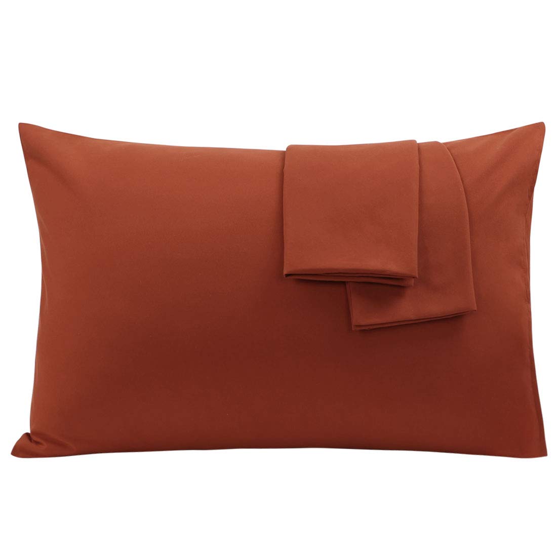 PiccoCasa 2 Packs Luxury 1800 Bedding Brushed Microfiber Pillow Cases Soft Pillowcases Covers for Pillow King(51 x 91cm) Rust Red Color
