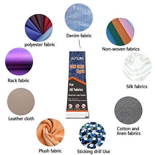 Sew Glue Liquid for All Fabric, Secure Stitch Liquid Sewing Solution Kit! FunDiscount shop Quick Bonding Fast Dry Fabric Glue Reinforcing Adhesive Quickly Mends, Alters, Hems & Embellishes (50ml)