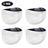 Solar Lights [4PCS], MoKo Outdoor Waterproof Solar Powered Security Lamp, Wall-Mounted 6 LED Decorative Step Lights with Auto Sensor for Pathway, Driveway, Patio, Deck, Yard, Garden - White