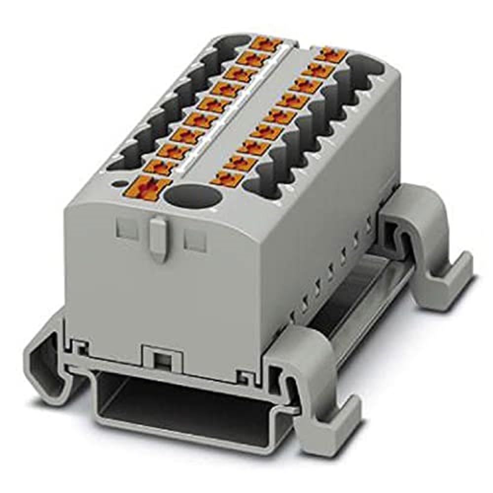 PHOENIX CONTACT PTFIX 6/18X2.5-NS35A GY Distribution Block with Horizontal Orientation and Integrated Input, 690 V, 24 A, Number of Ports 19, Cross Section 0.14 mm²-4 mm²