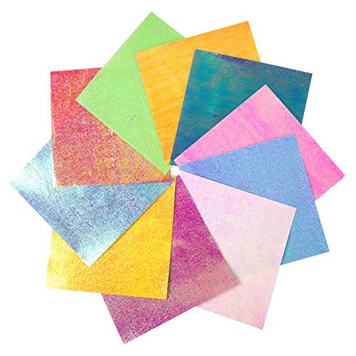 Origami Paper, 100 Sheet Shiny Single Sided 10 Rainbow Color Square Folding Paper Pack for Crane, Stars, Airplanes, Planes, Animals Kids Arts and DIY Crafts,Decoration Paper-6 inch(100-Glitter) - Thumbnail 7